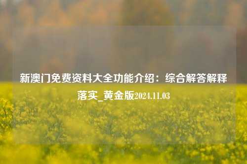 新澳门免费资料大全功能介绍：综合解答解释落实_黄金版2024.11.03