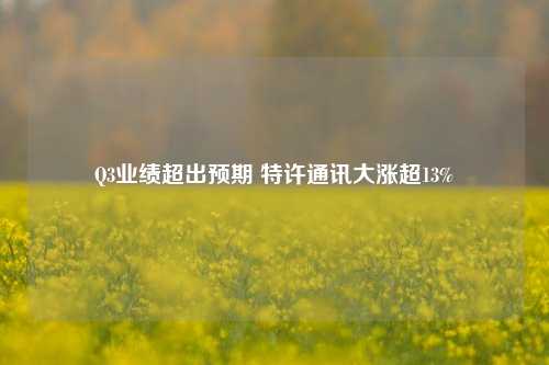 Q3业绩超出预期 特许通讯大涨超13%