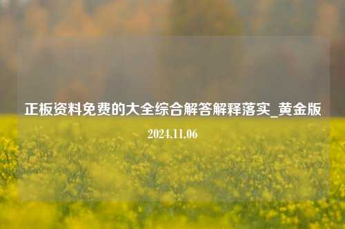 正板资料免费的大全综合解答解释落实_黄金版2024.11.06