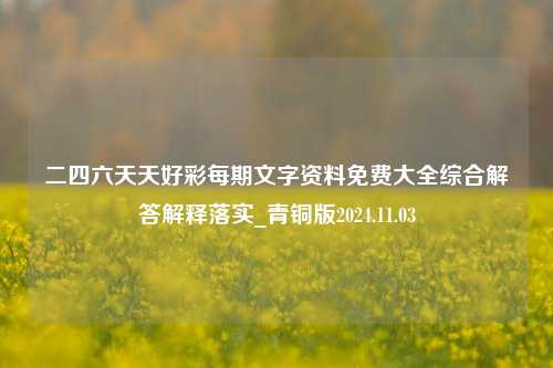 二四六天天好彩每期文字资料免费大全综合解答解释落实_青铜版2024.11.03