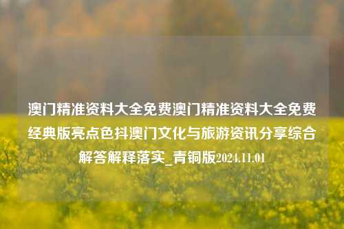 澳门精准资料大全免费澳门精准资料大全免费经典版亮点色抖澳门文化与旅游资讯分享综合解答解释落实_青铜版2024.11.01