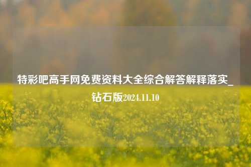 特彩吧高手网免费资料大全综合解答解释落实_钻石版2024.11.10