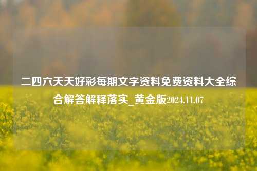 二四六天天好彩每期文字资料免费资料大全综合解答解释落实_黄金版2024.11.07