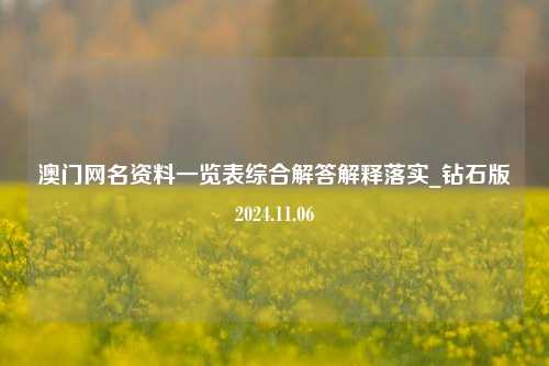 澳门网名资料一览表综合解答解释落实_钻石版2024.11.06