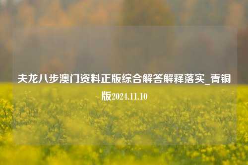 夫龙八步澳门资料正版综合解答解释落实_青铜版2024.11.10