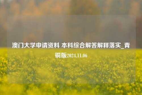 澳门大学申请资料 本科综合解答解释落实_青铜版2024.11.06