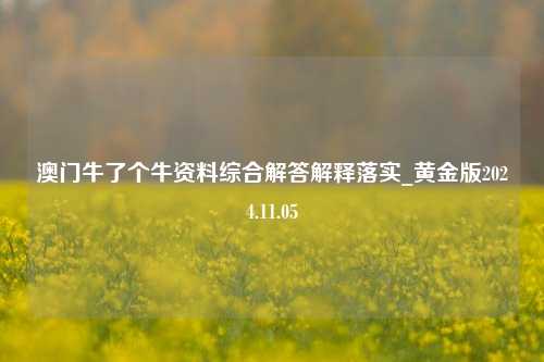 澳门牛了个牛资料综合解答解释落实_黄金版2024.11.05