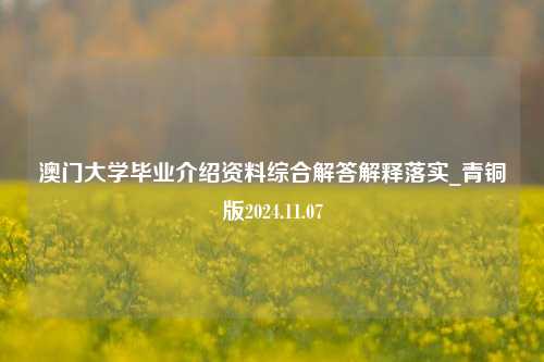 澳门大学毕业介绍资料综合解答解释落实_青铜版2024.11.07