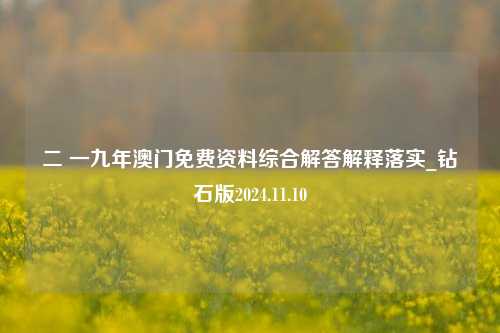 二 一九年澳门免费资料综合解答解释落实_钻石版2024.11.10