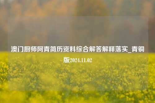 澳门厨师阿青简历资料综合解答解释落实_青铜版2024.11.02