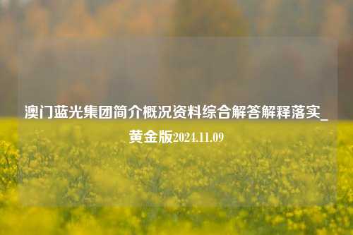 澳门蓝光集团简介概况资料综合解答解释落实_黄金版2024.11.09