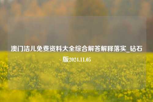 澳门洁儿免费资料大全综合解答解释落实_钻石版2024.11.05