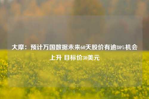 大摩：预计万国数据未来60天股价有逾80%机会上升 目标价30美元