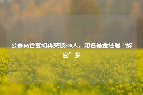 公募高管变动再突破300人，知名基金经理“辞官”多