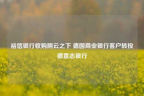 裕信银行收购阴云之下 德国商业银行客户转投德意志银行