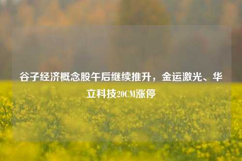 谷子经济概念股午后继续推升，金运激光、华立科技20CM涨停