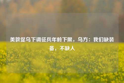 美敦促乌下调征兵年龄下限，乌方：我们缺装备，不缺人